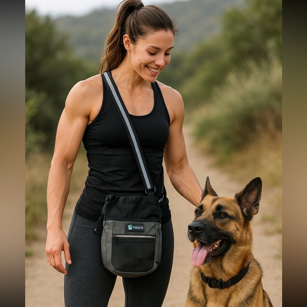 NWT PetAmi Dog Treat Training Pouch Bag Hands-Free Crossbody Waist Clip Gray OS